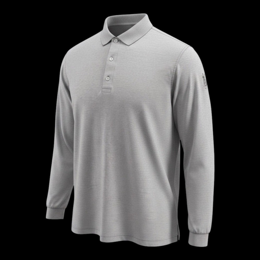 Vtg Carnoustie Long Sleeve Polo Mens L Gray Mercerized Cotton Bagpiper Golf